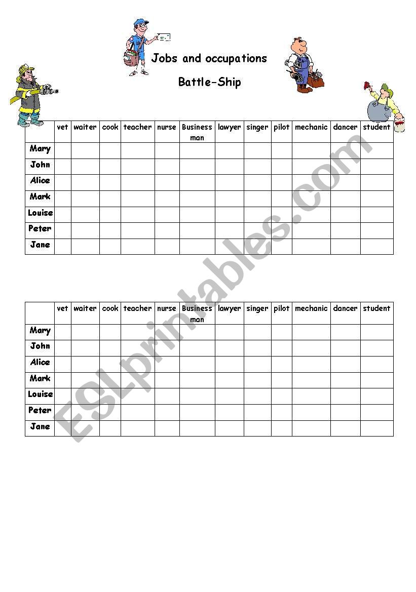 jobs worksheet