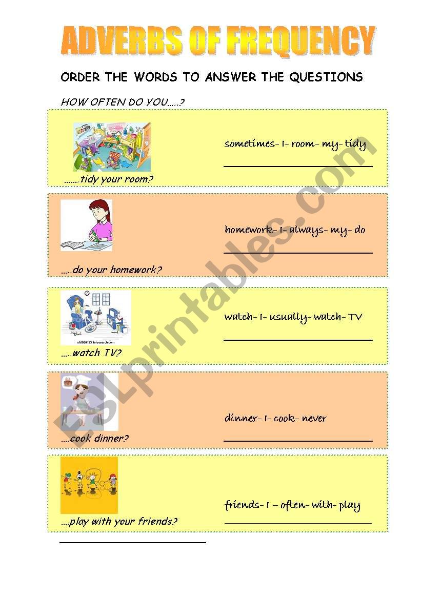 Adverbs of frequency worksheet