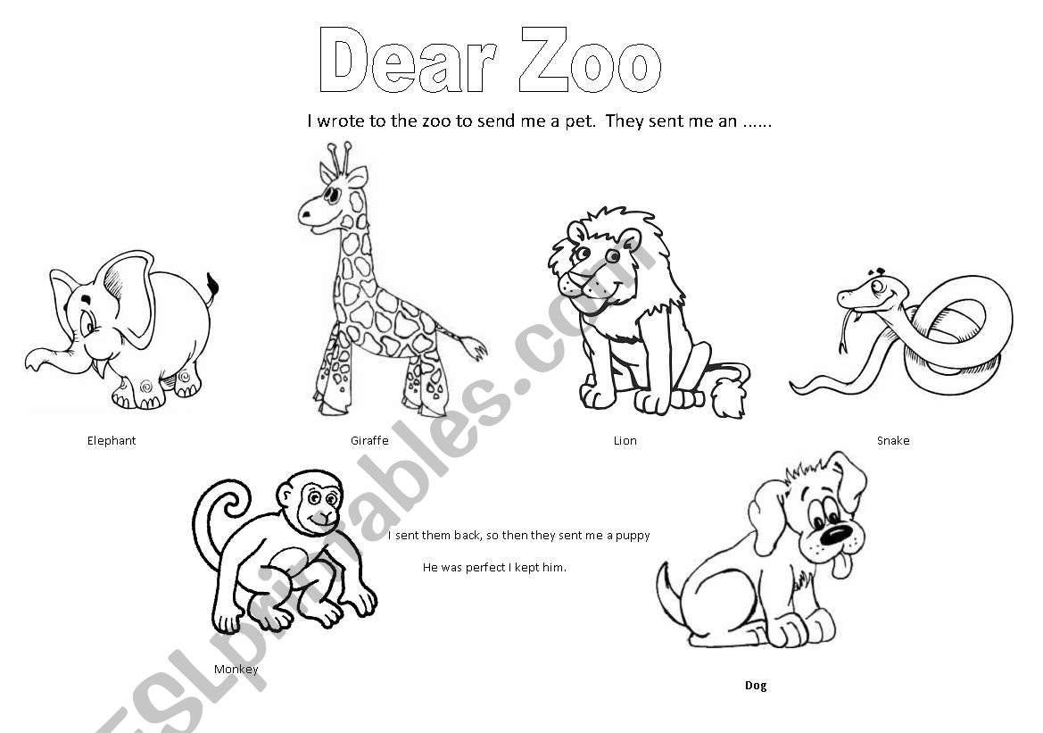 Dear Zoo worksheet