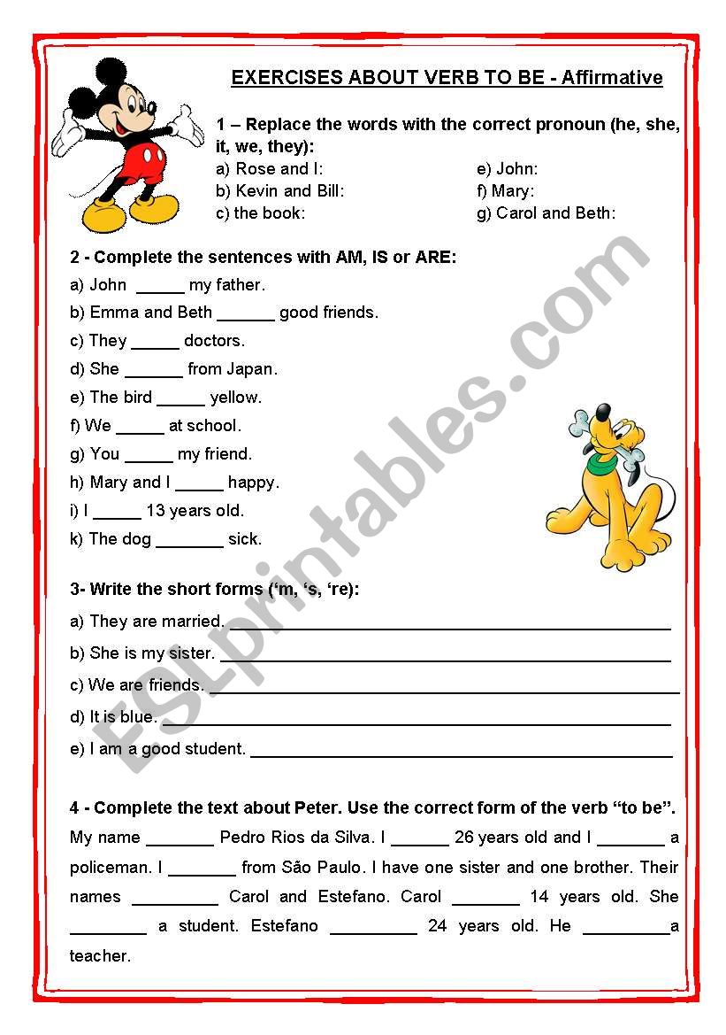 To be - affirmative worksheet