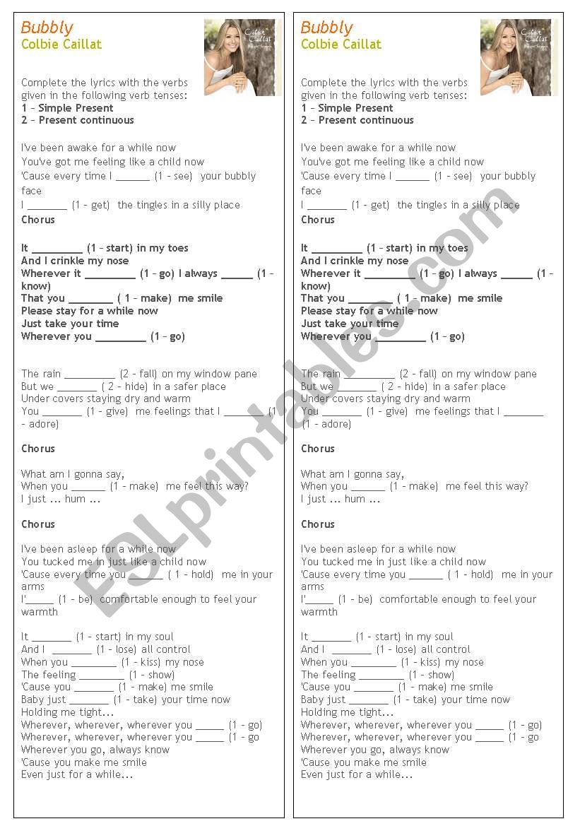 Bubbly - Colbie Caillat (Present Simple X Present Continuous)