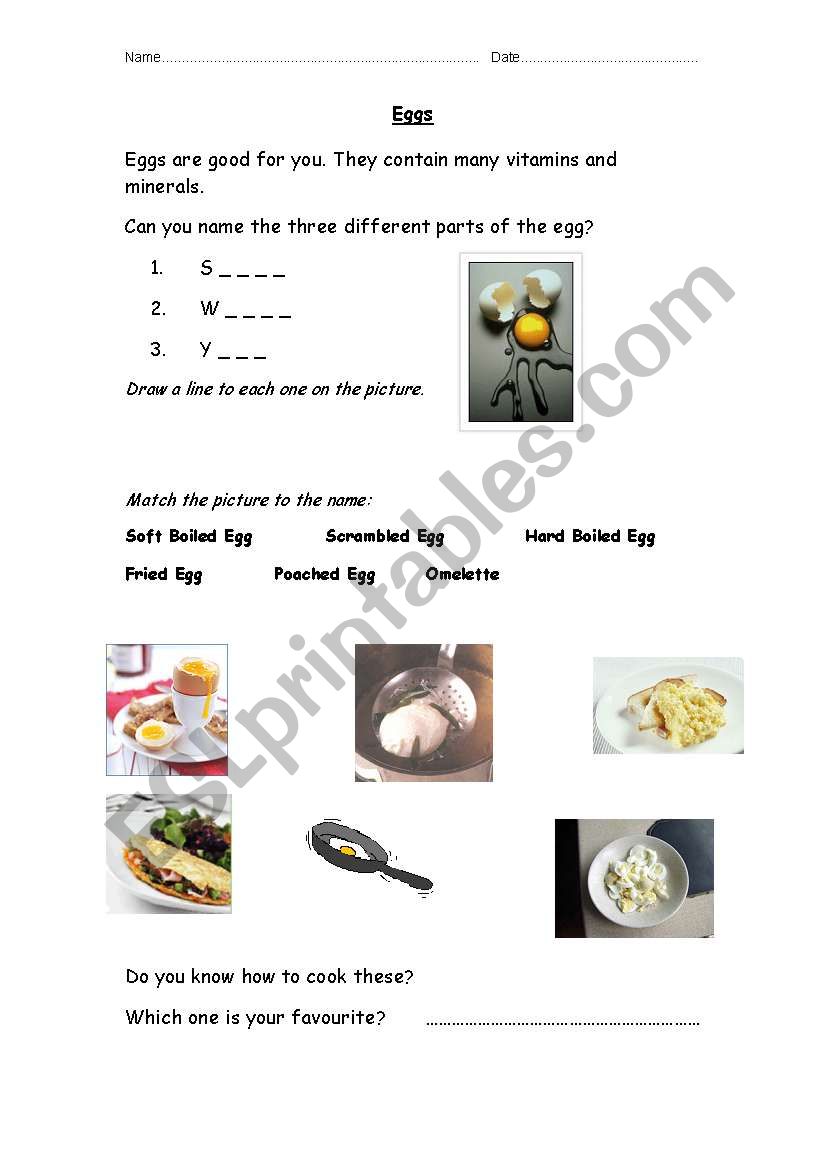 Eggs worksheet