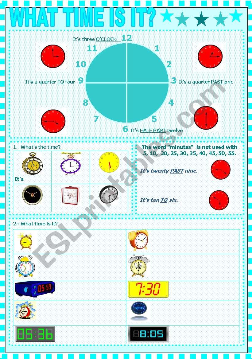 What time is it? Part 1 worksheet