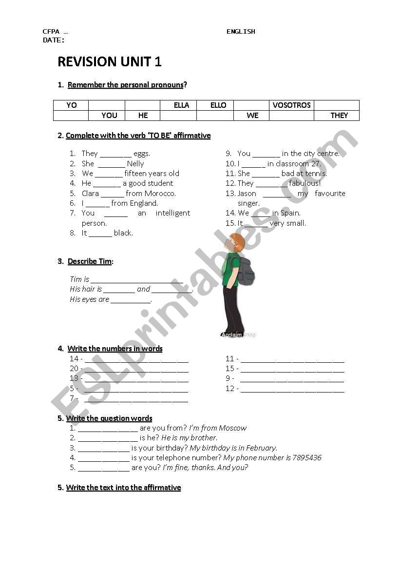 Revision elementary worksheet