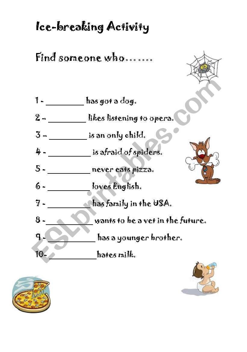 ice-breaking activity worksheet