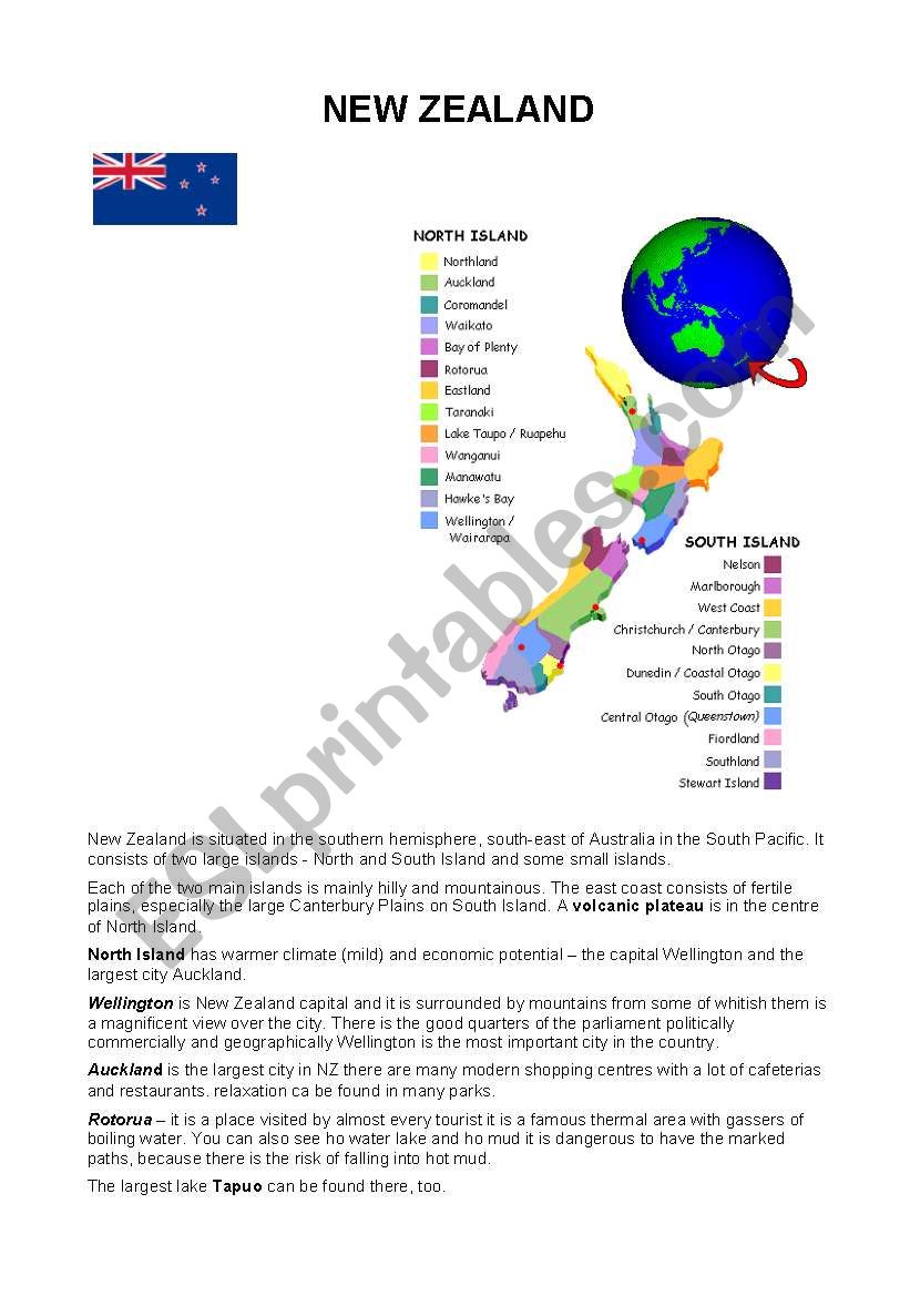 NEW ZEALAND worksheet