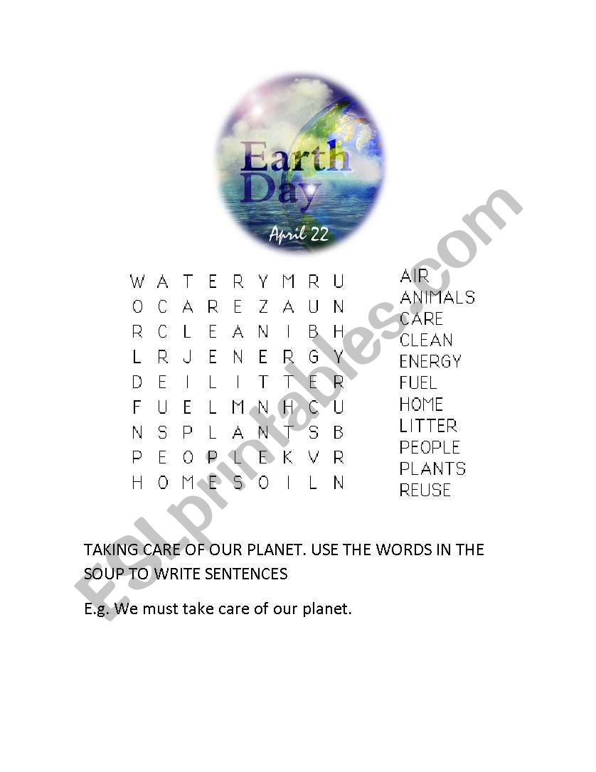 Earth day worksheet