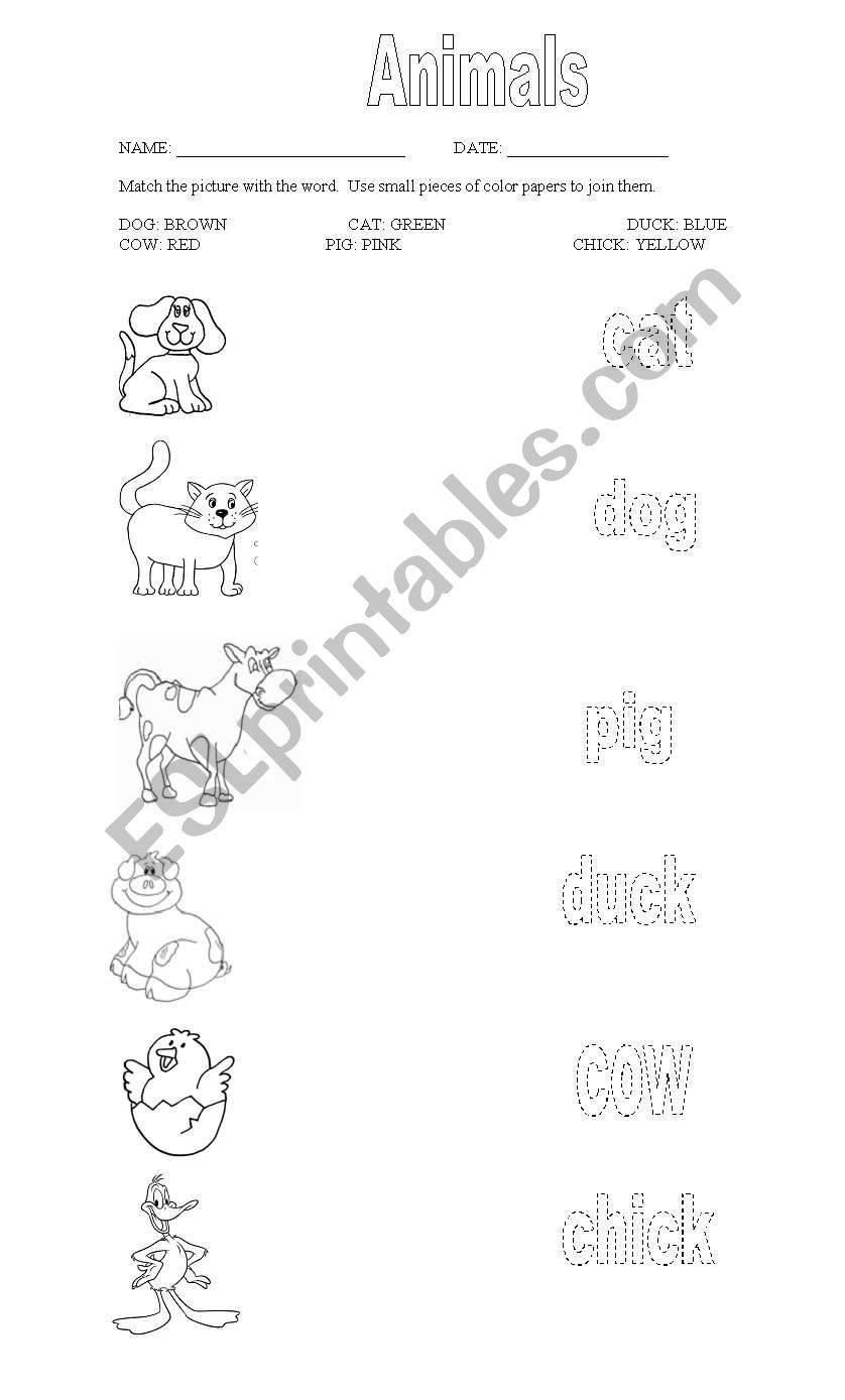 ANIMALS OLD MC DONALD worksheet