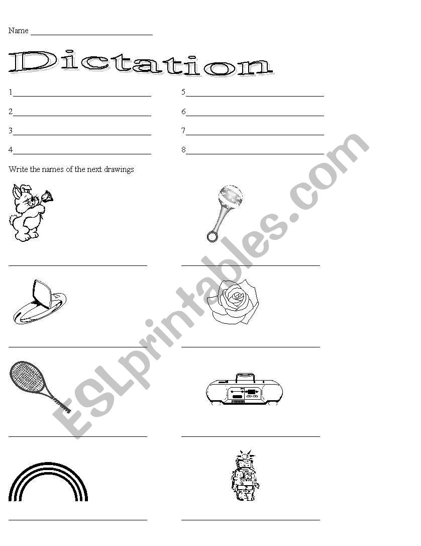 Dictation R worksheet
