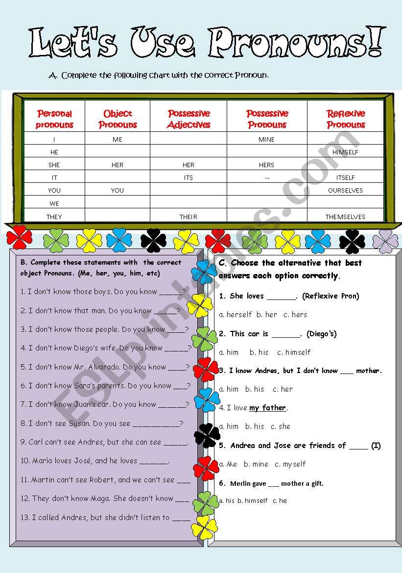 LetÂ´s Use Pronouns worksheet