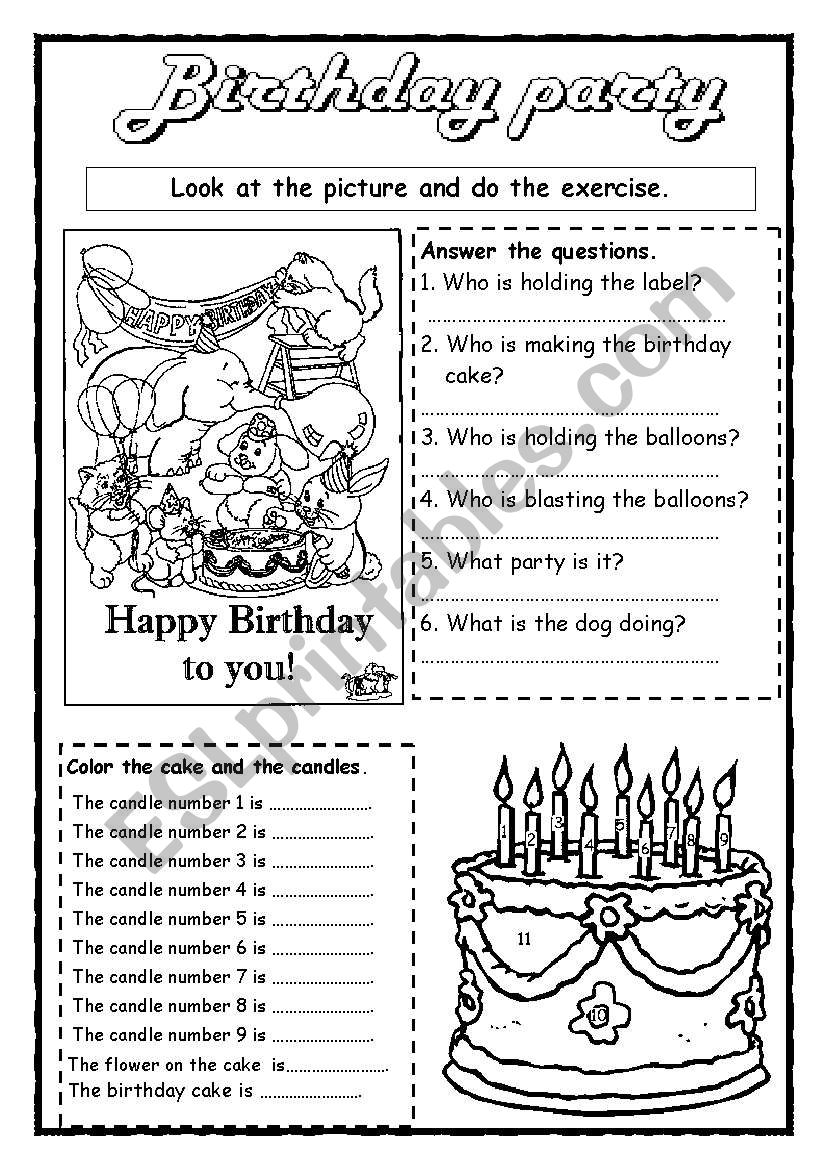 Birthday Party - ESL worksheet by saifonduan