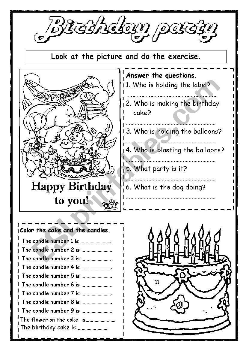 Birthday Party worksheet