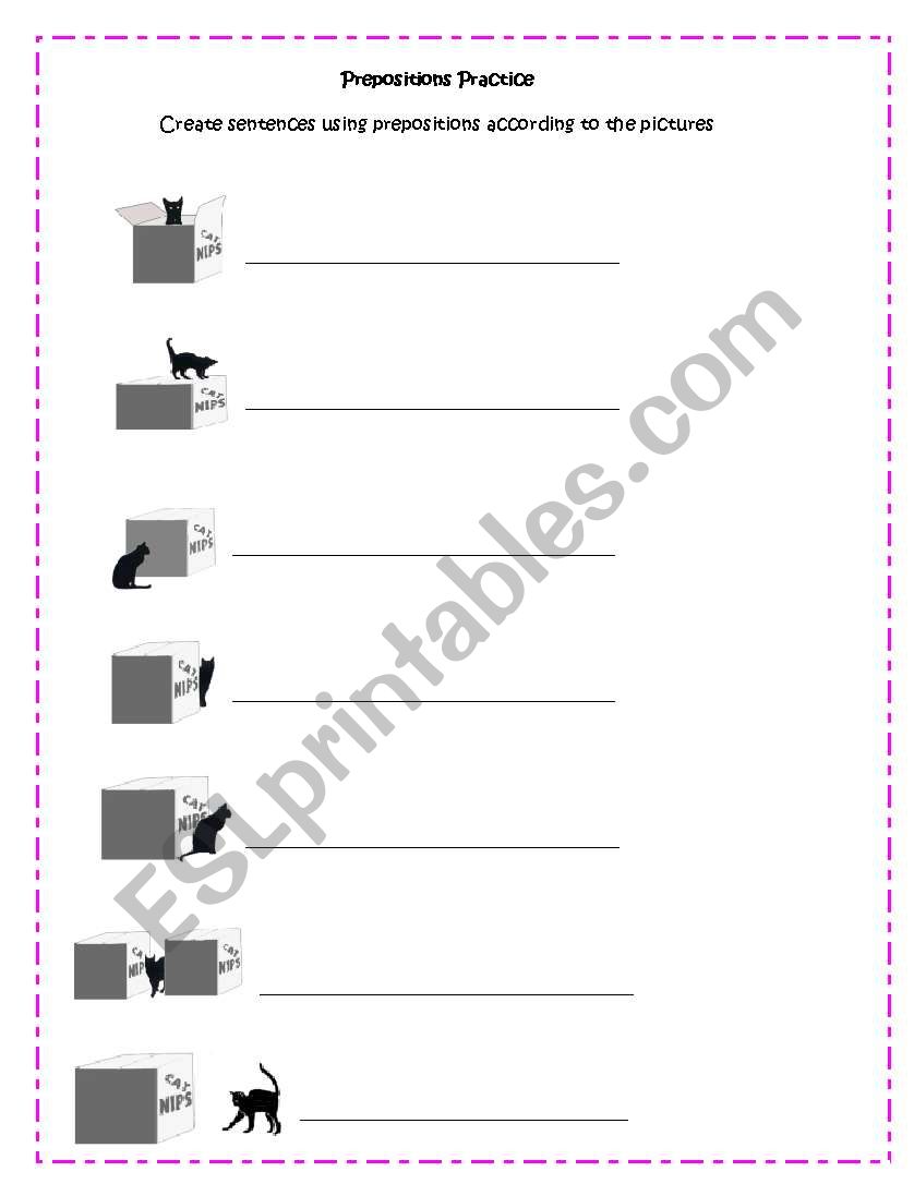 Prepositions of place worksheet