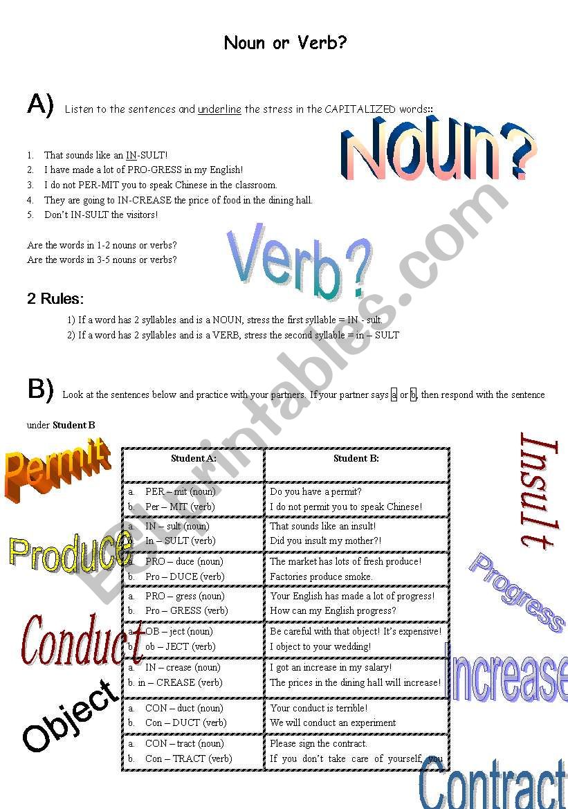 Noun or Verb? worksheet