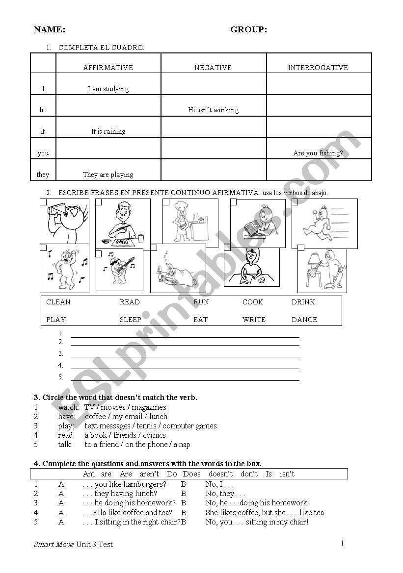 PRESENT CONTINUOUS worksheet