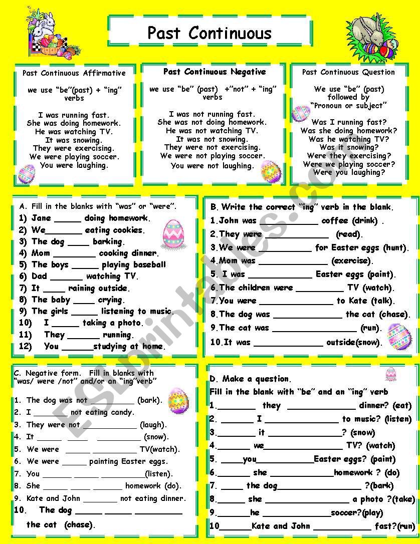 Past contiuous worksheet