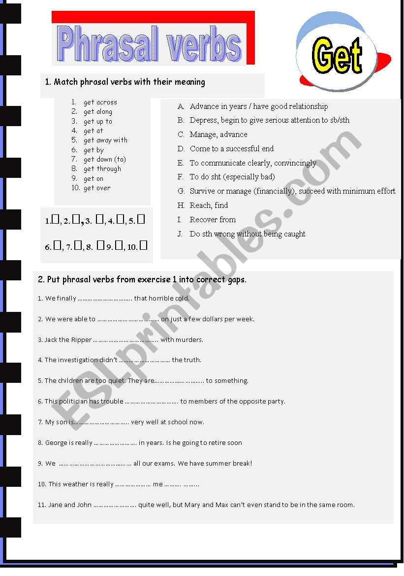 Get- phrasal verbs worksheet