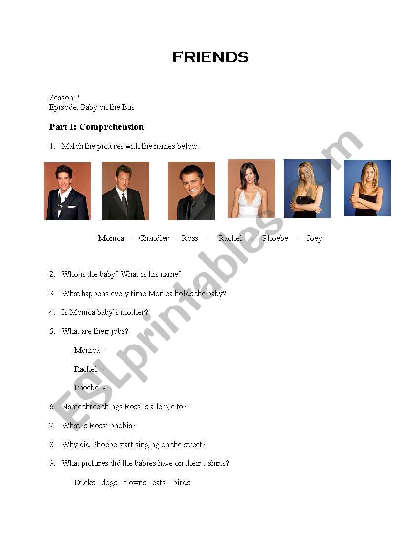 friends season 2 worksheet