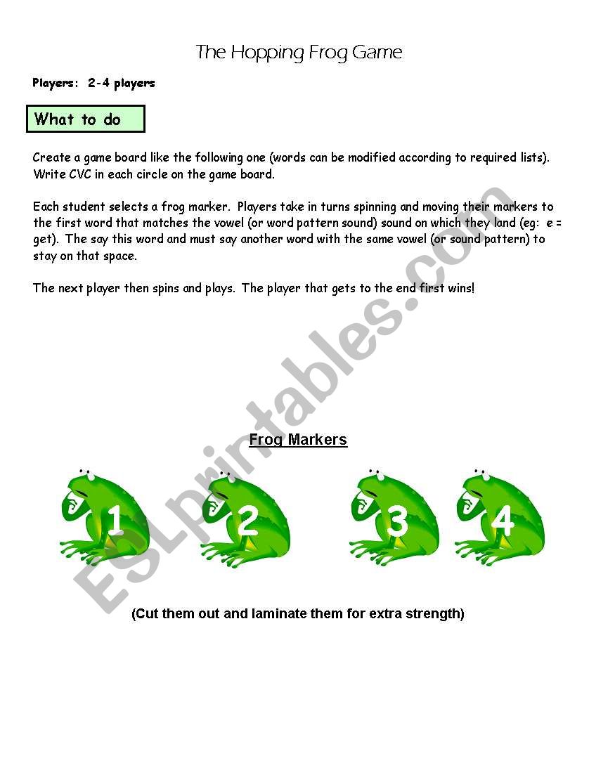 The Hopping Frog Game worksheet