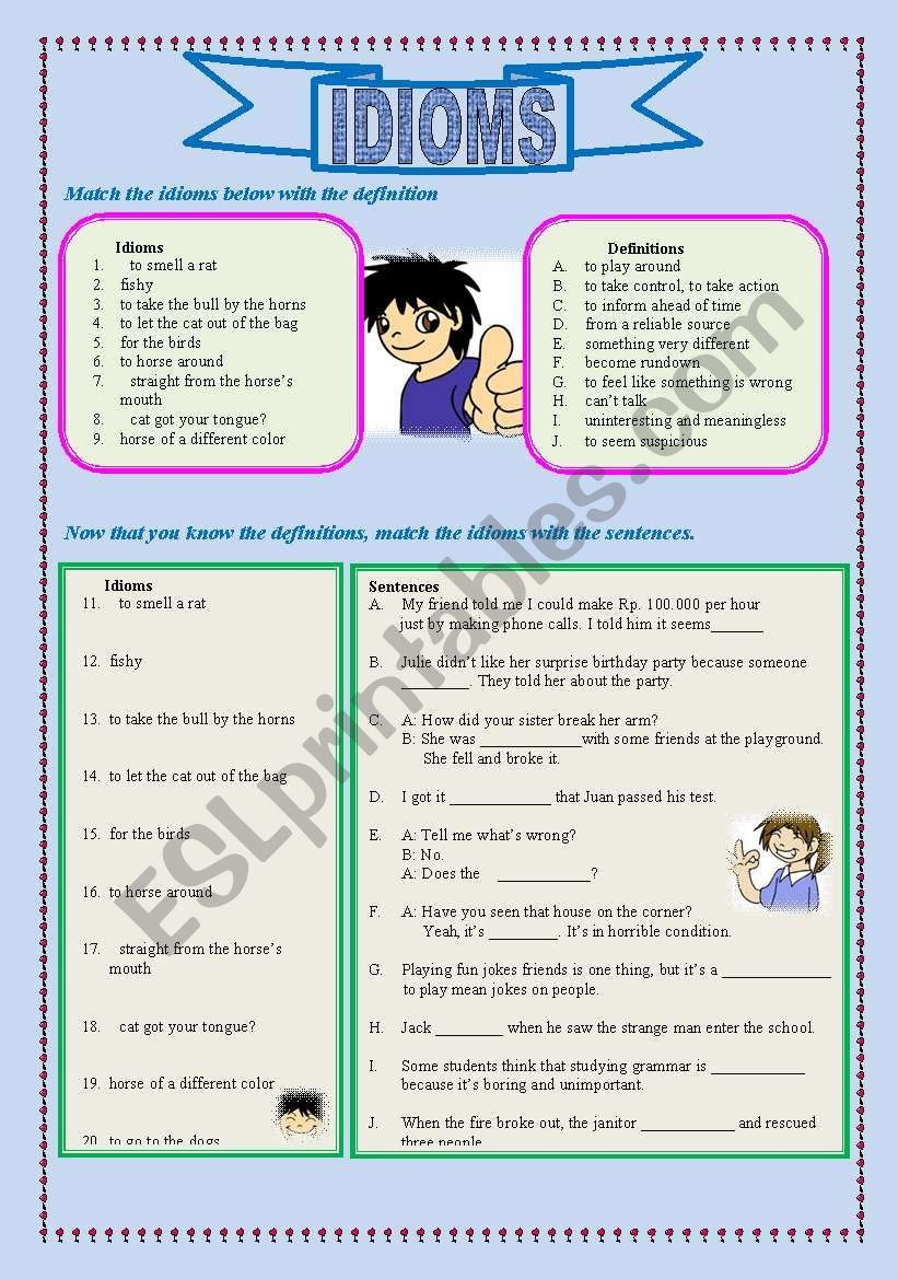 IDIOMS worksheet