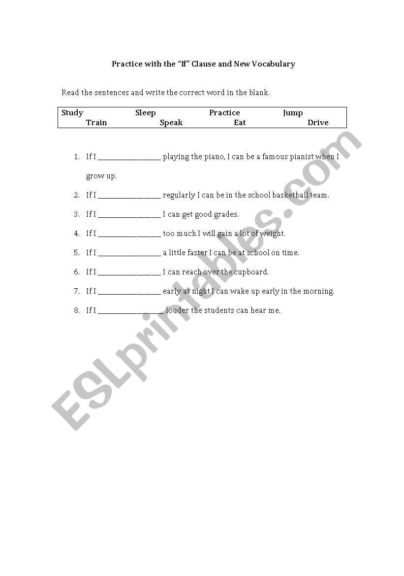 If Clause worksheet