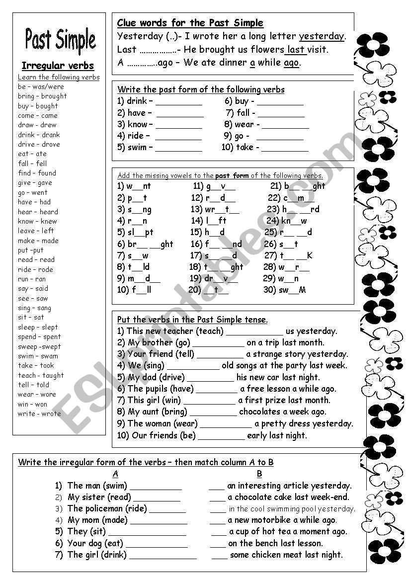 Past Simple - Irregular Verbs worksheet