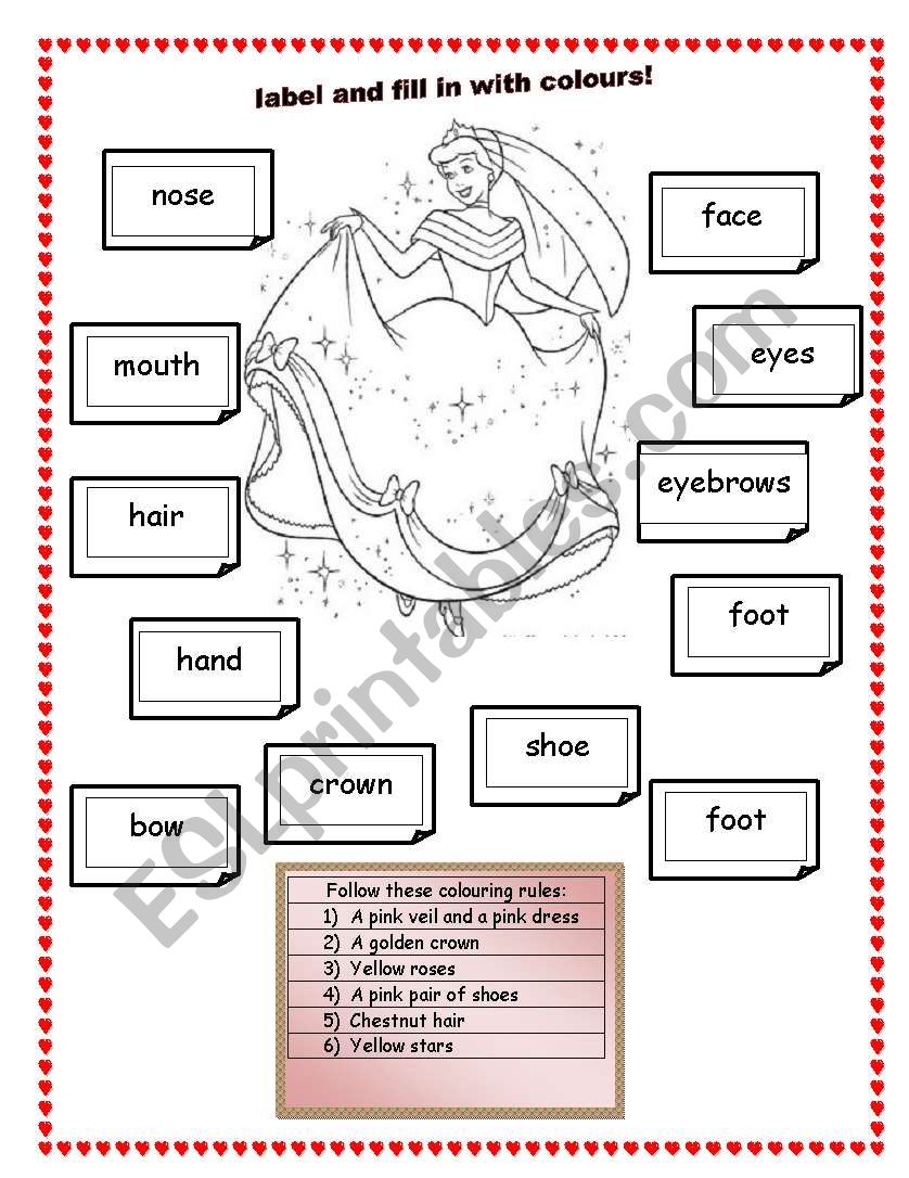 label and colour worksheet