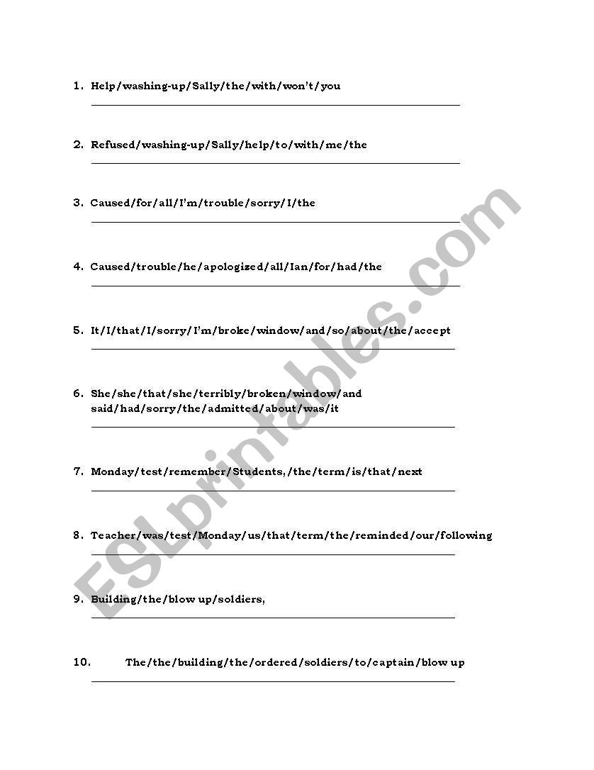 Reporting Verbs worksheet