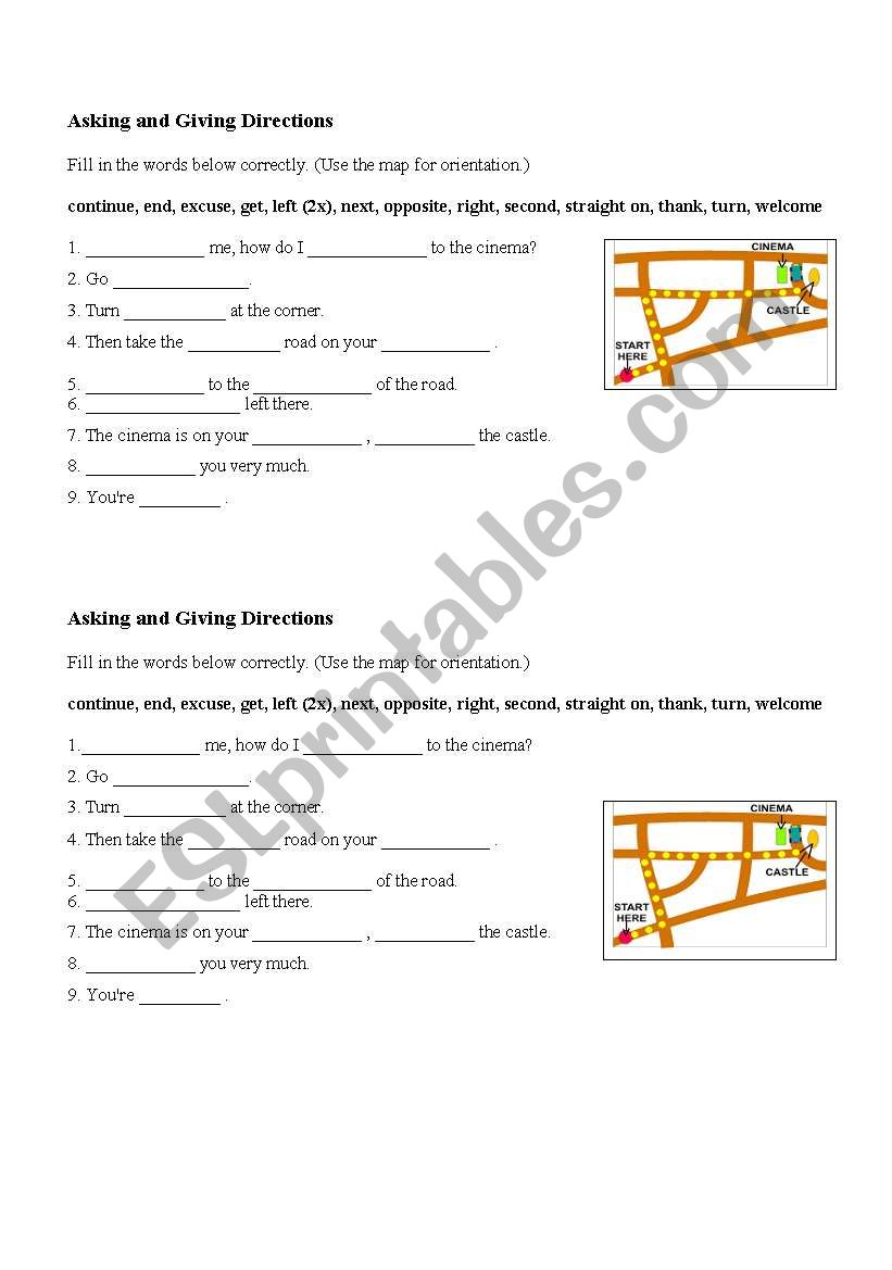 asking the way worksheet