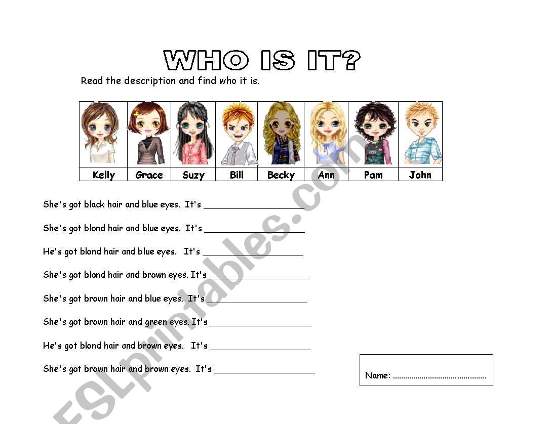 WHO IS IT worksheet