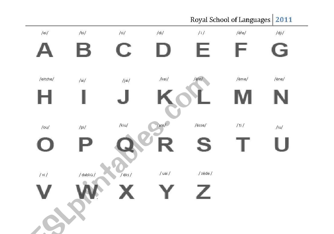 The alphabet-spelling worksheet