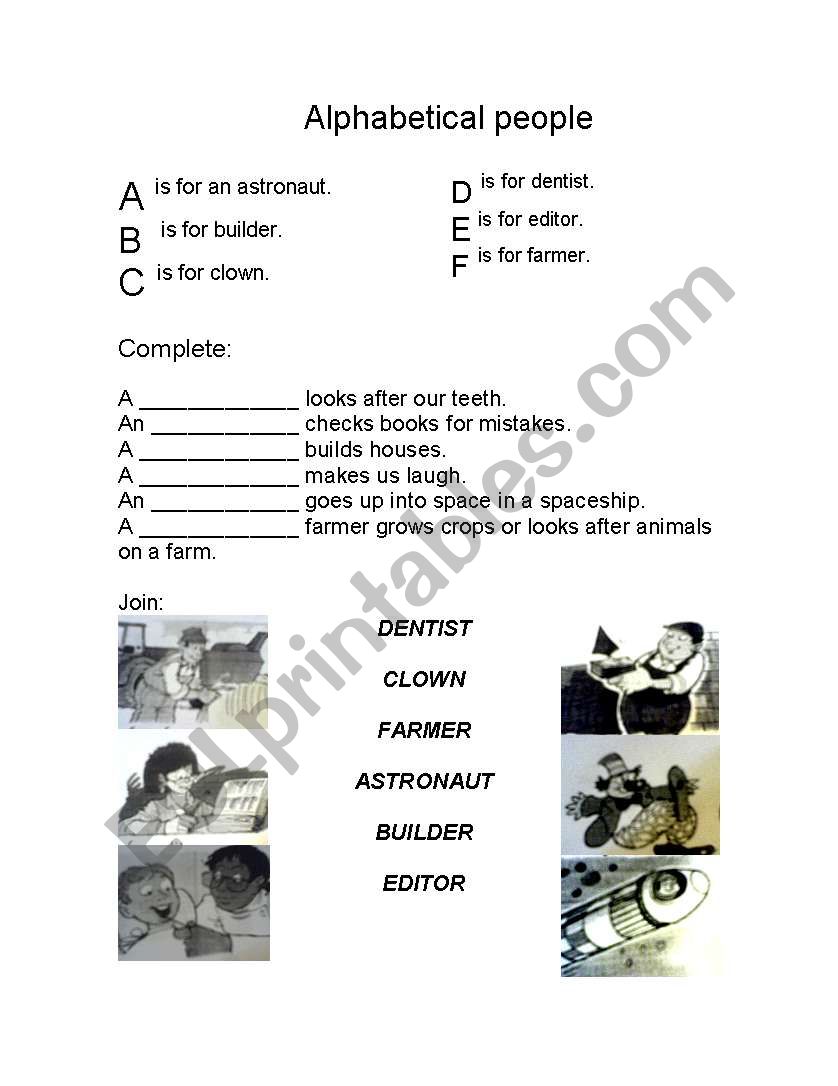 Alphabet people worksheet