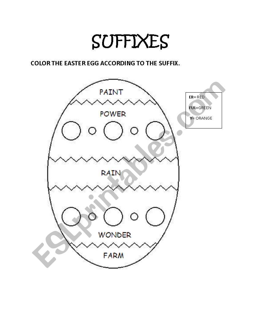 SUFFIXES EASTER EGG worksheet