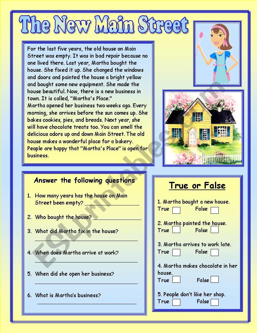 The New Main Street worksheet