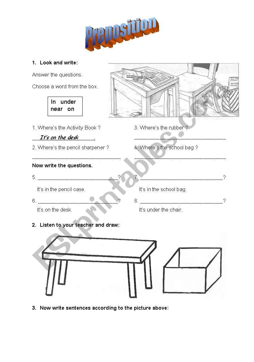 Prepositions 2 worksheet