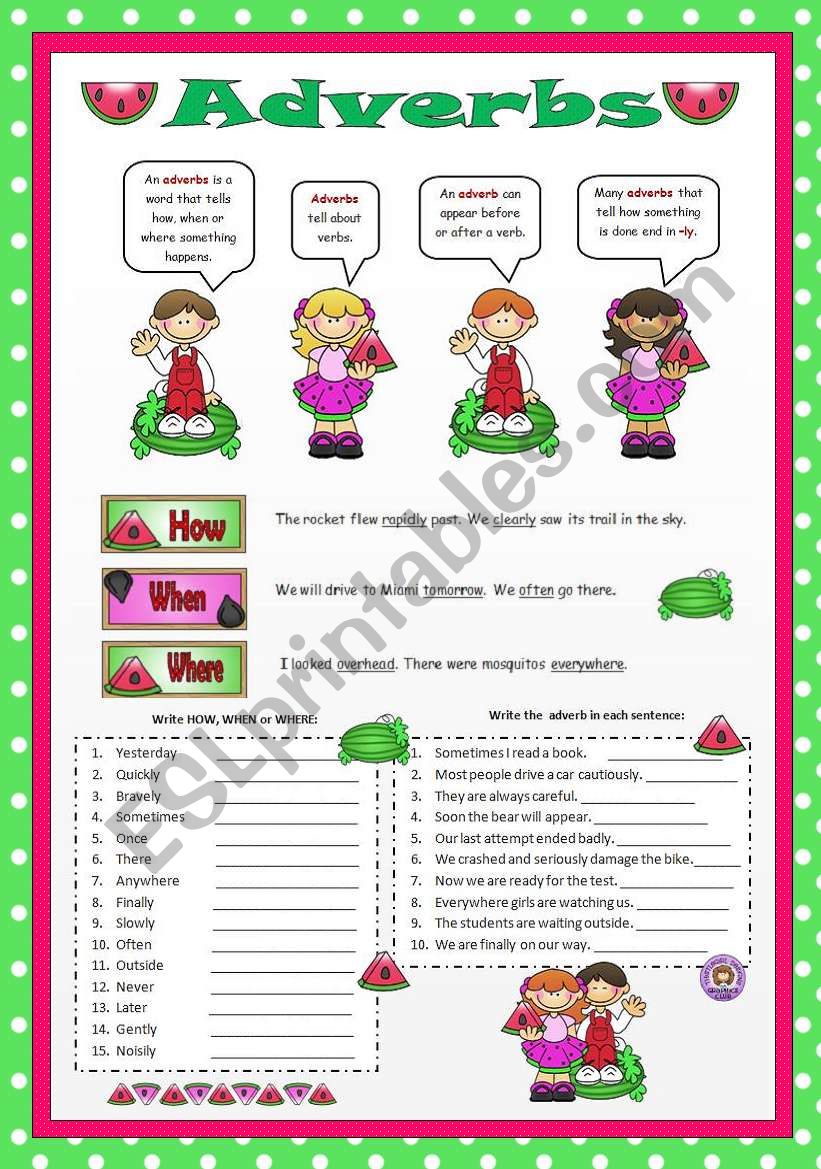 Adverbs worksheet