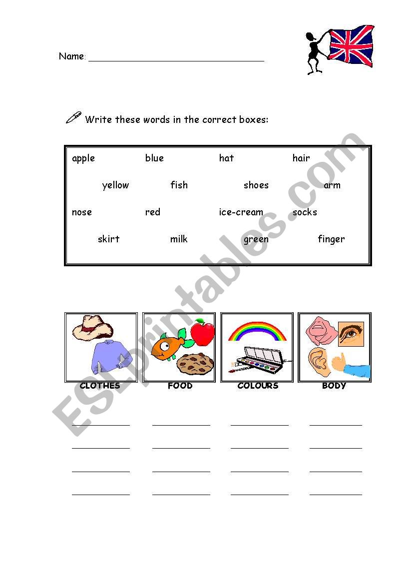 Vocabulary revision worksheet