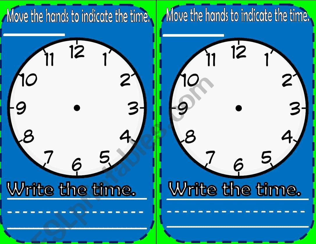 telling time flash card practice