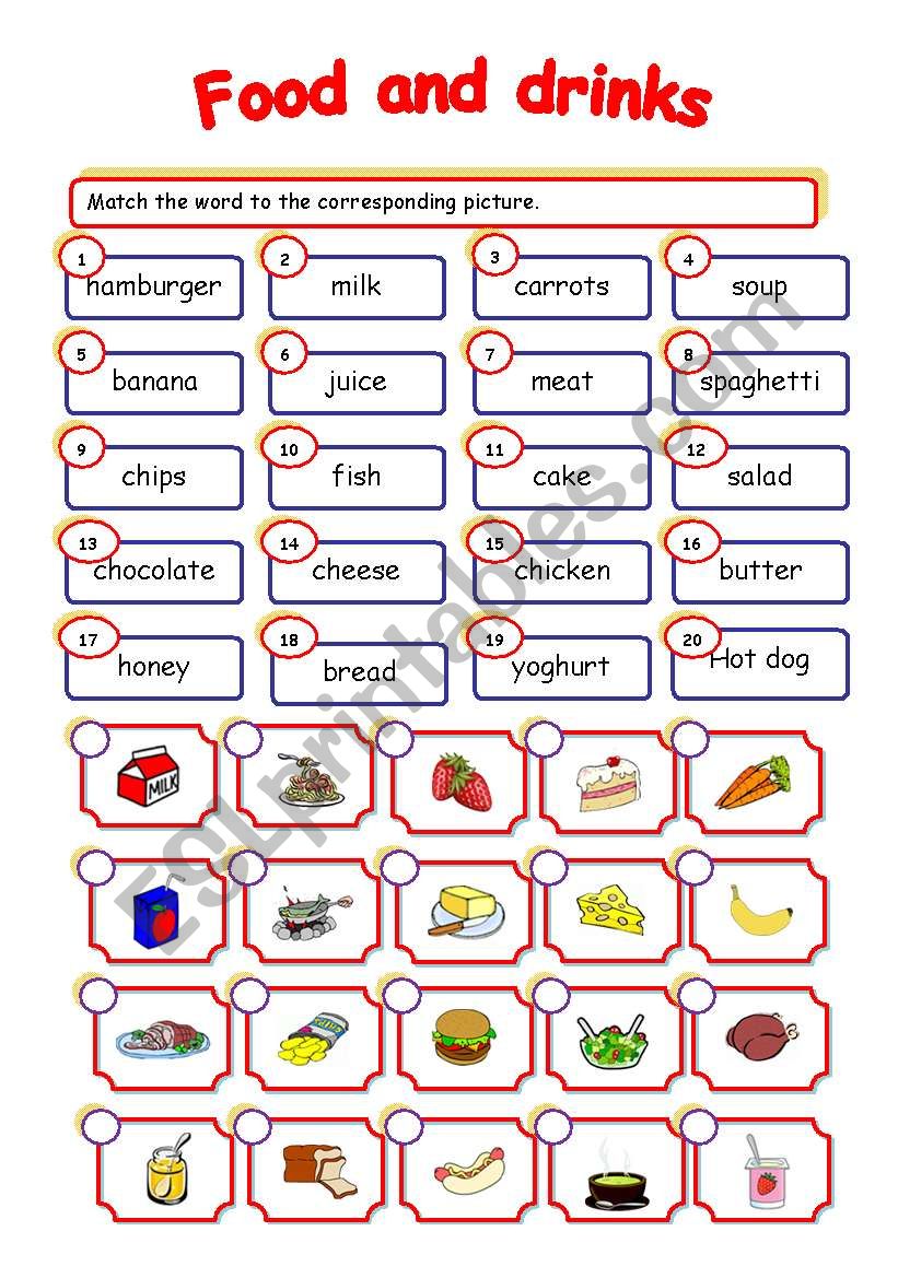 Food and Drinks worksheet