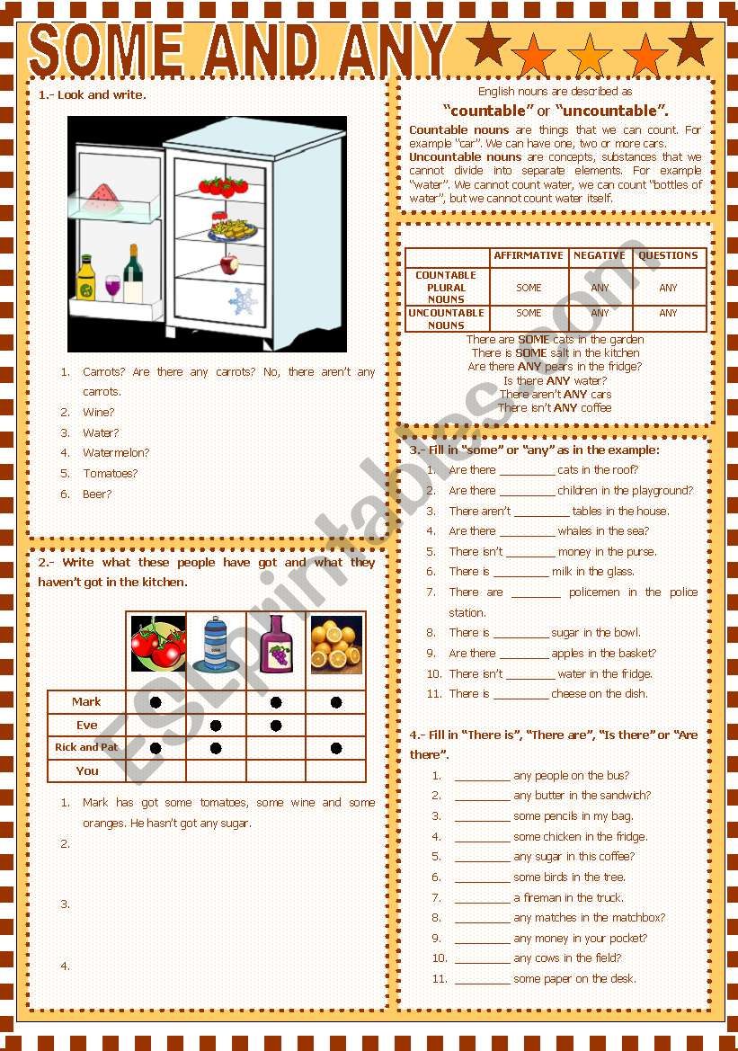 SOME AND ANY worksheet