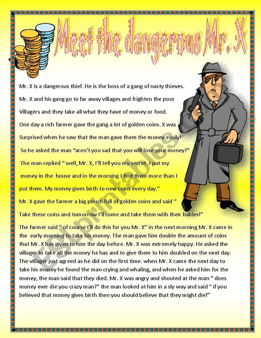 MEET THE DANGEROUS MR. X worksheet