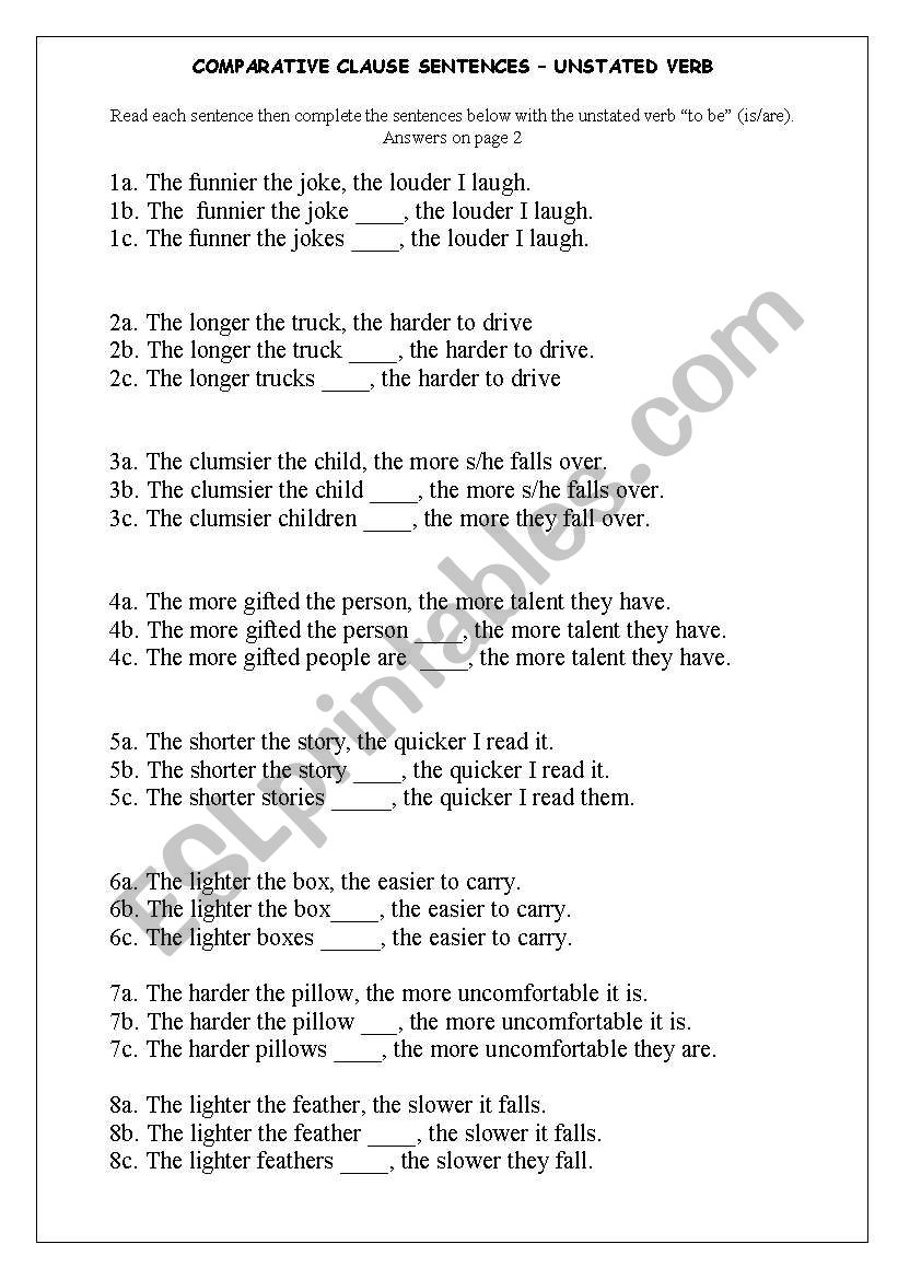 Comparative Clauses - unstated verb 