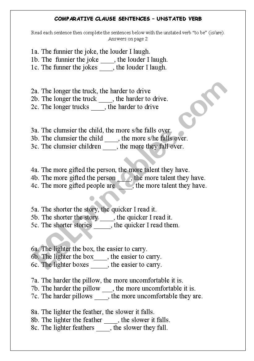 Comparative Clauses - unstated verb 