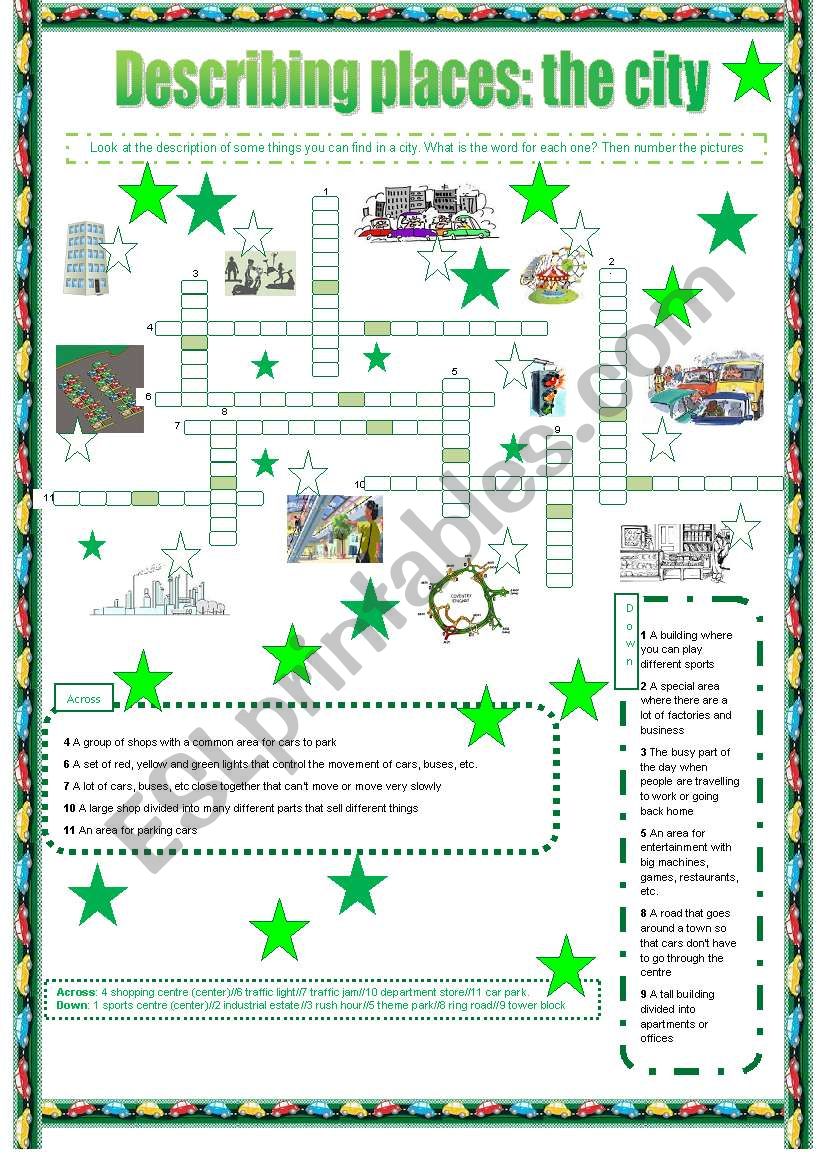 Describing places: the city worksheet