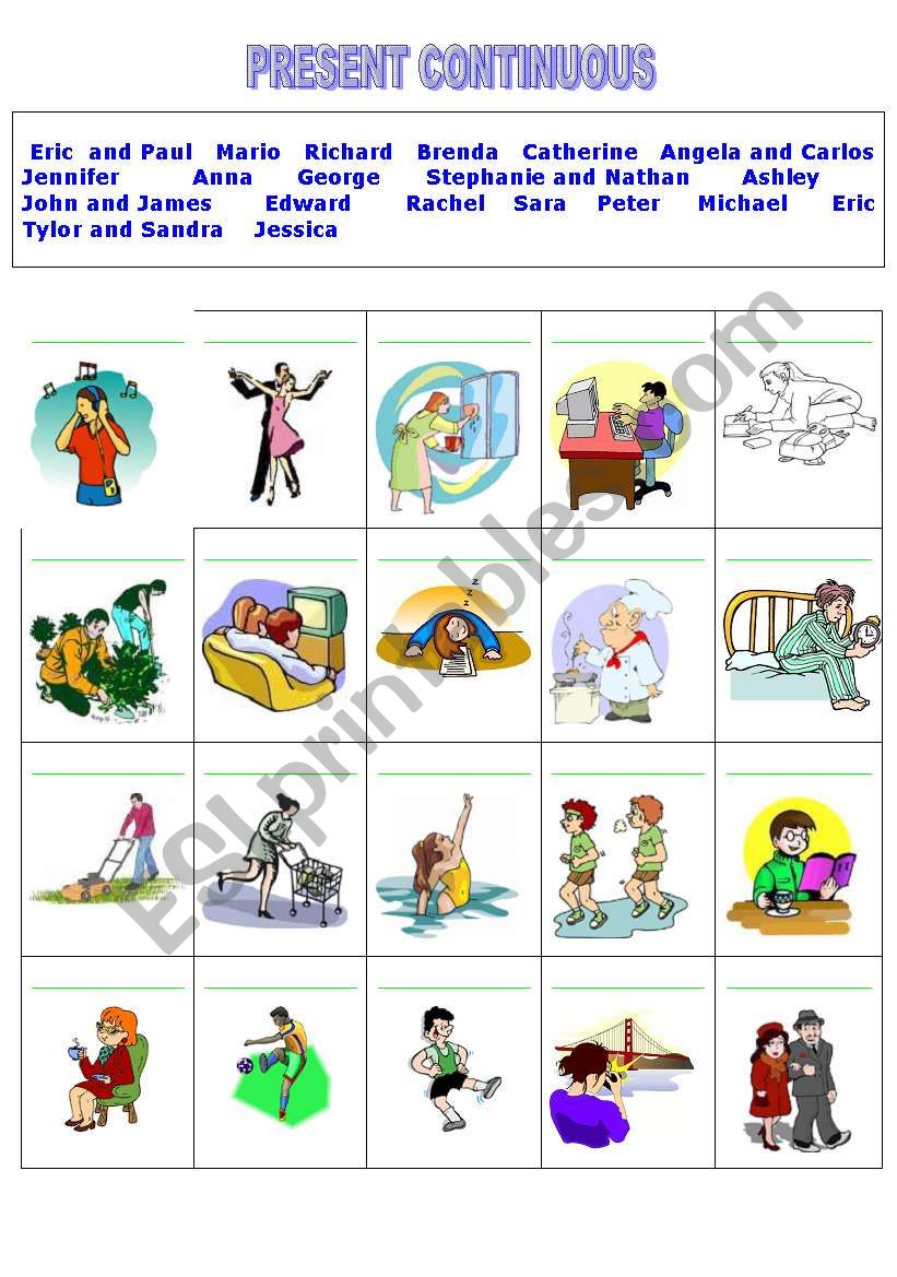 present continuous worksheet