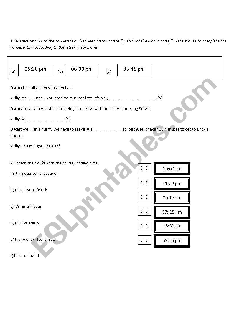 what time is it? worksheet