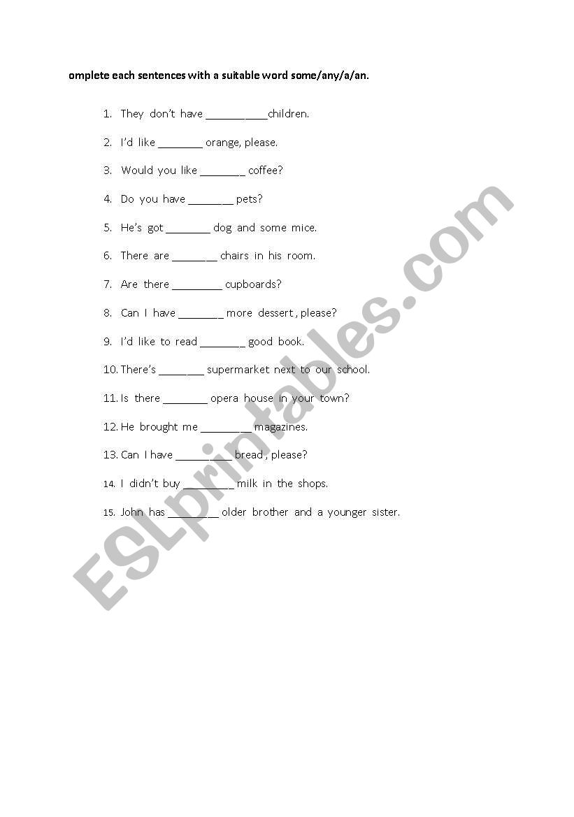 Some - any worksheet