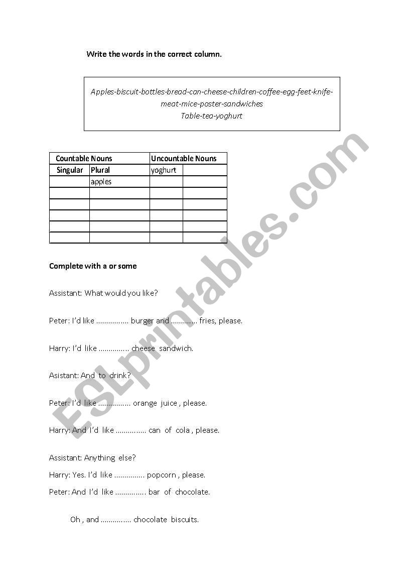 Some - any worksheet