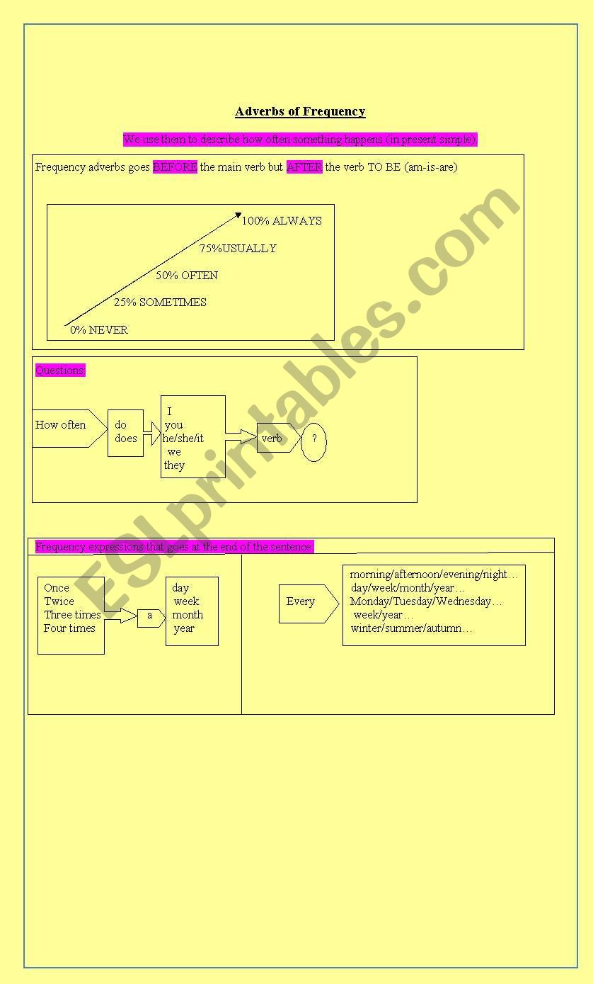 Adverbs of frequency worksheet