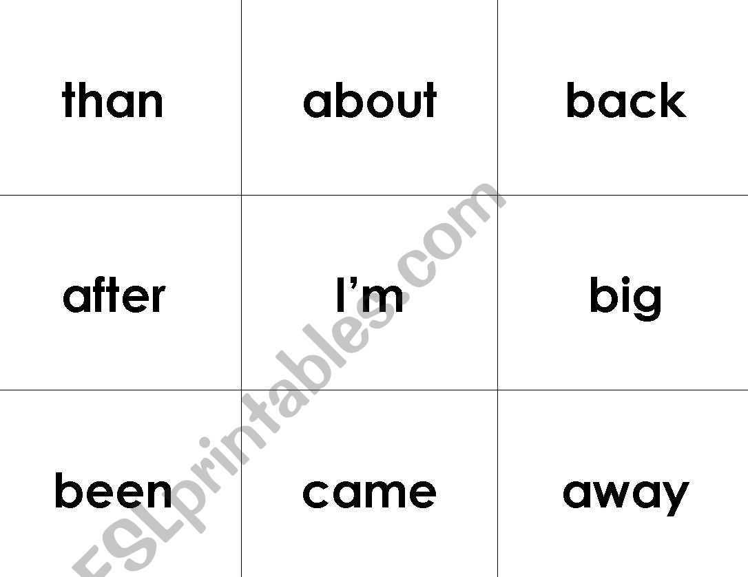 Sight Word Flashcards Set 1 worksheet